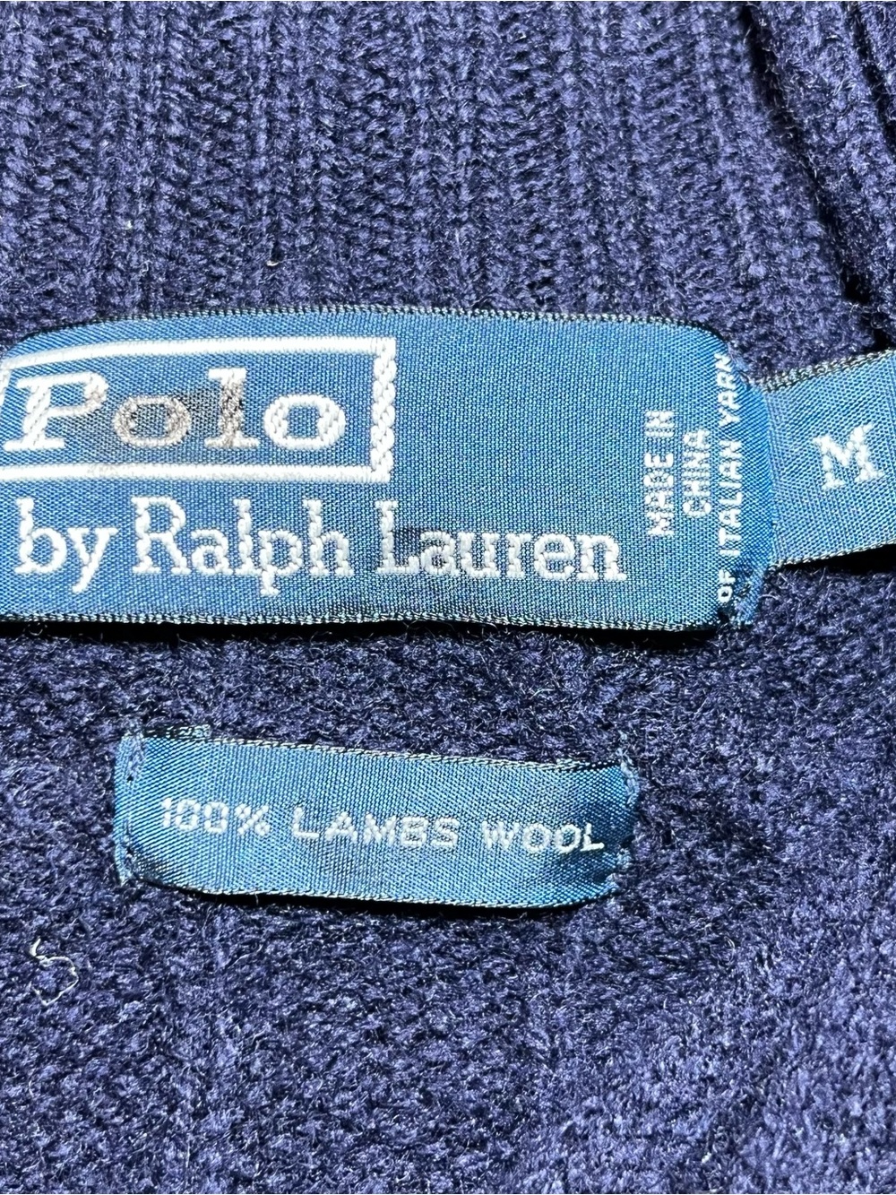 Polo Ralph Lauren 1/4 Zip Cable Knit Lambs Wool Sweater Mens Size Medium Blue - Picture 5 of 13